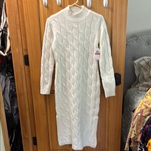 1. State Cream Cable Knit Long Sleeve Dress